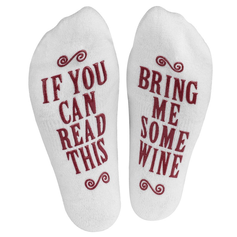 Haute Soiree If You Can Read This, Bring Me Some Wine Funny Socks for Women - One Size Fits All Gift for Wine Lovers - Image 1